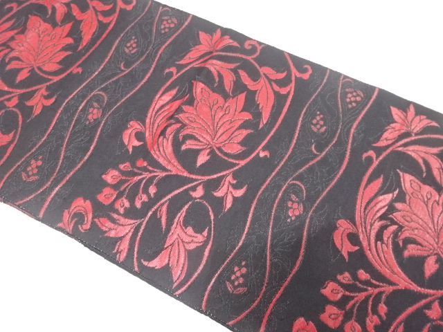 JAPANESE KIMONO / ANTIQUE NAGOYA OBI / SILK / WOVEN CHINESE FLOWERS